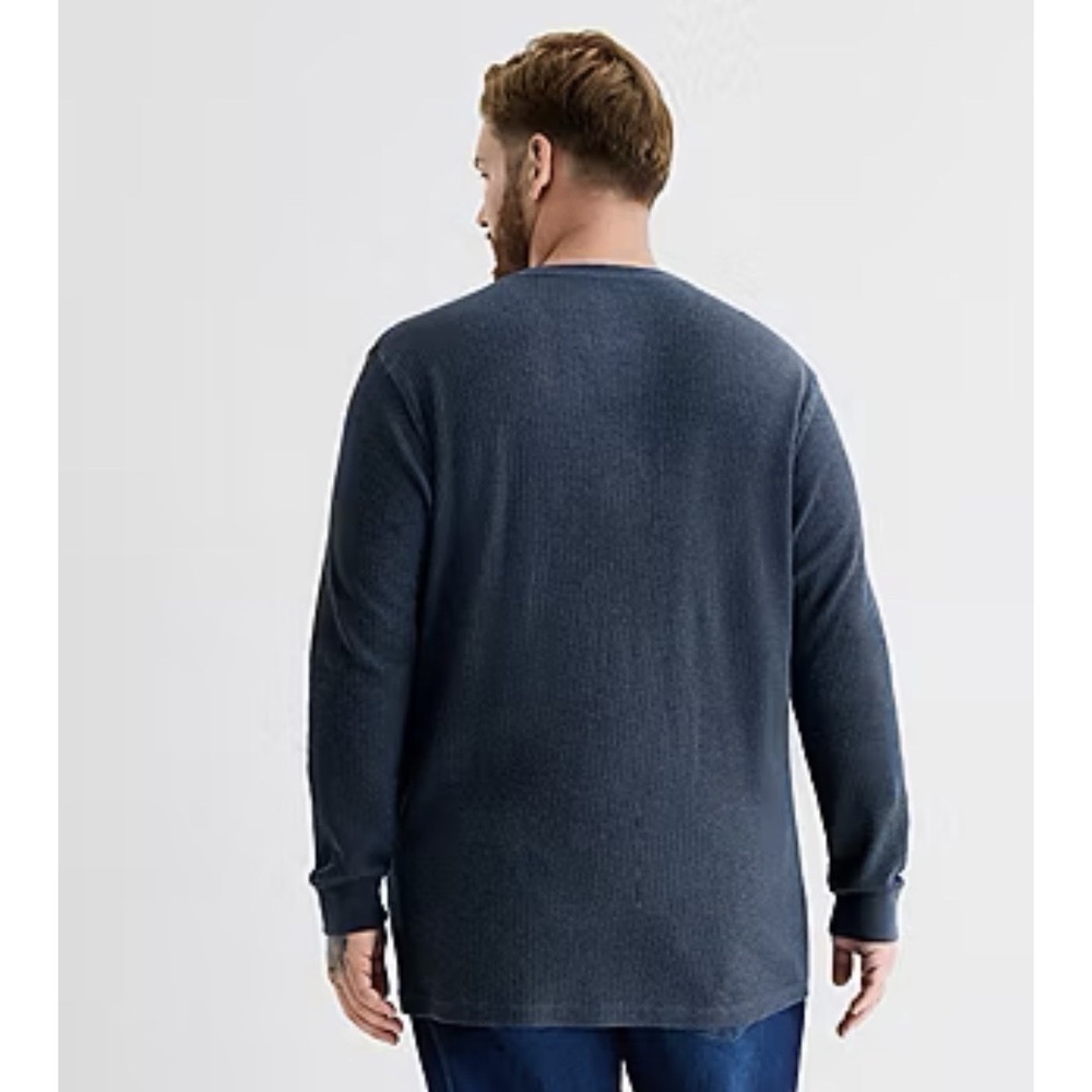 4XLT St. John s Bay Big and Tall Mens Long Sleeve Regular Fit Waffle Henley Size - Picture 2 of 2